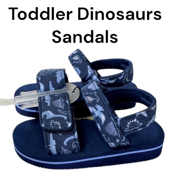 NWT West Loop Boys' Toddler Blue Dinosaur Sandals Size Medium (7-8) - Picture 1 of 10
